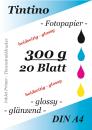 Tintino 20 Blatt Fotopapier DIN A4 300g/m² -beidseitig glänzend-